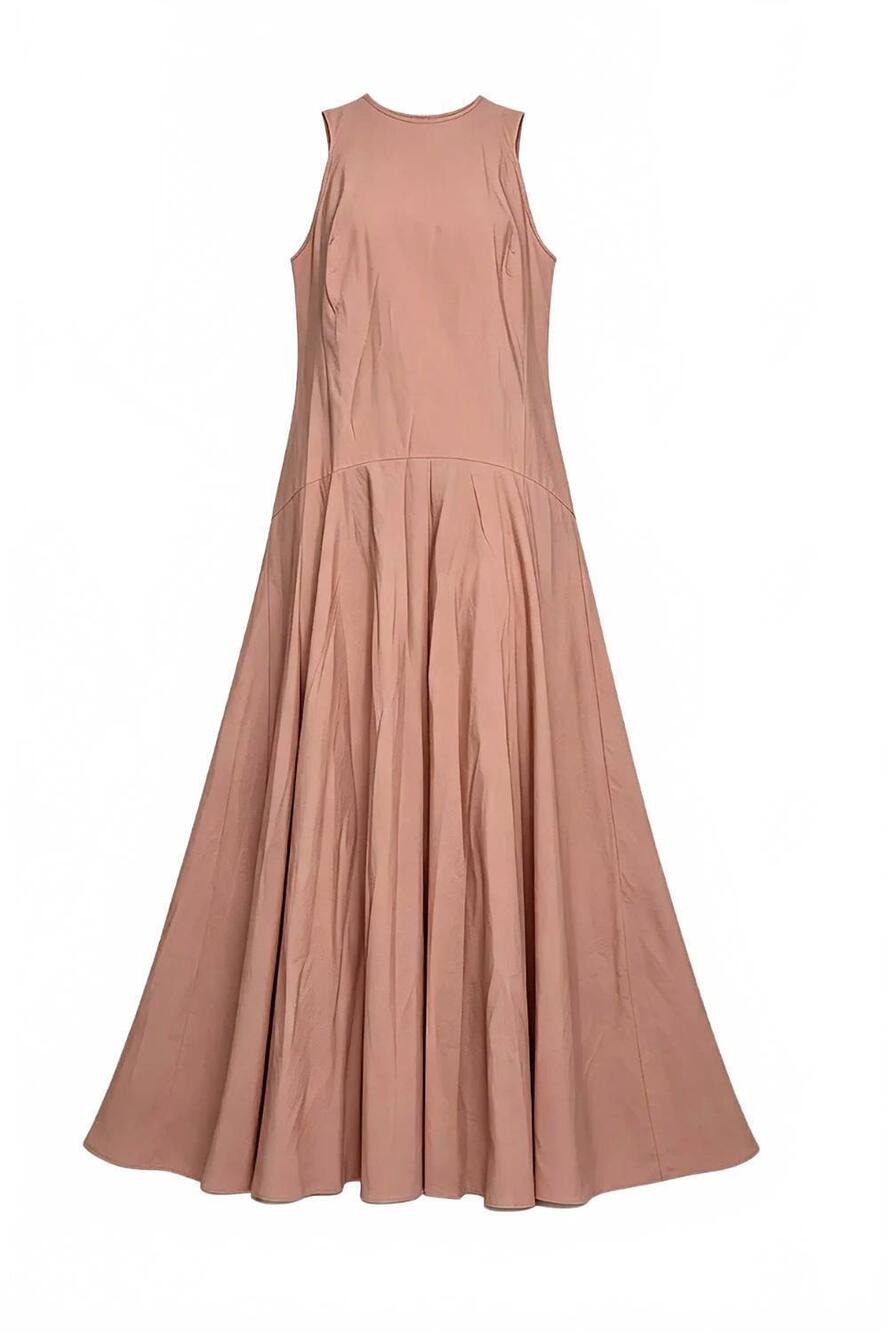 NEW BRUNELLO CUCINELLI women's pleated maxi dress in brown